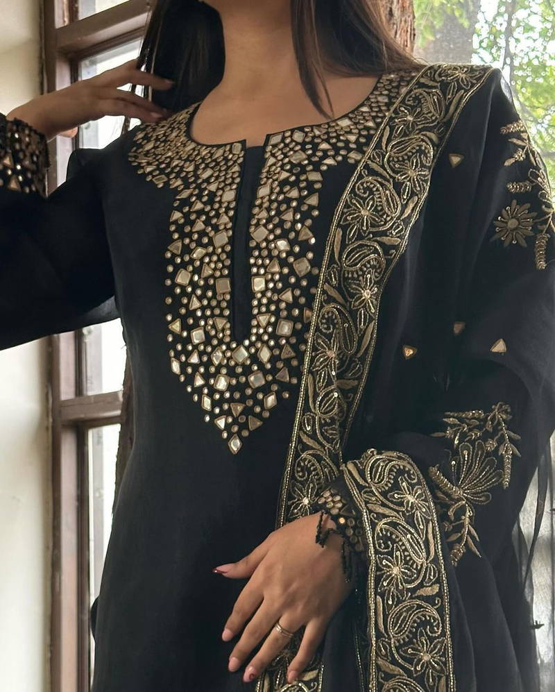 LG 1705 Embroidery Mirror Work Organza Readymade Suit Wholesale Price In Surat